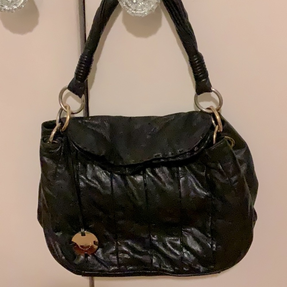 Donald Pliner Black Leather Handbag  13x15”
